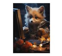 52x38cm/1000pcs Puzzles pour Adultes Cute Fox Gaming Puzzles pour Adolescents Jeu Familial Course De Vitesse Manuelle Cadeaux Uniques pour Anniversaire Et Noël 52x38cm/1000pcs