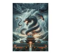 52x38cm/1000pcs Puzzles pour Adultes Dragon Temple Stormscape Puzzles pour Adolescents Jeu Manuel Améliore La Mémoire Cadeaux Uniques pour Anniversaire Et Noël 52x38cm/1000pcs