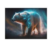 52x38cm/1000pcs Puzzles pour Adultes Electric Polar Bear in Night Sky Puzzles pour Adolescents Jeu Manuel Améliore La Mémoire Cadeaux Uniques pour Anniversaire Et Noël 52x38cm/1000pcs