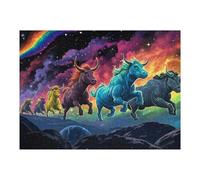 52x38cm/1000pcs Puzzles pour Adultes Galactic Bulls A Cosmic Race Puzzles pour Adolescents Jeux Relaxants Anti-Stress Difficiles Et Stimulants 52x38cm/1000pcs