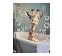 52x38cm/1000pcs Puzzles pour Adultes Giraffe Bath Time Fun Puzzle - Jeu Manuel - Décoration Murale - Cadeaux Uniques pour Anniversaire Et Noël 52x38cm/1000pcs