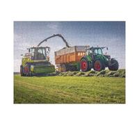52x38cm/1000pcs Puzzles pour Adultes Grass Silage with Claas Jaguar and Fendt Tractor Puzzles pour Adultes, Jouet, Décoration Murale, Interaction Parent-Enfant 52x38cm/1000pcs