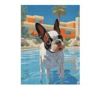 52x38cm/1000pcs Puzzles pour Adultes Hollywood Boston Terrier Jeux De Puzzle Relaxants Analyse Et Logique Cadeaux Uniques pour Un Anniversaire Et Noël 52x38cm/1000pcs