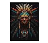 52x38cm/1000pcs Puzzles pour Adultes Native American Headdress Artwork -1 Puzzles pour Adolescents Jeu Manuel Améliore La Mémoire Cadeaux Uniques pour Anniversaire Et Noël 52x38cm/1000pcs