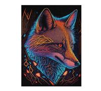 52x38cm/1000pcs Puzzles pour Adultes Neon Fox Portrait Puzzles pour Adolescents Jeu Manuel Améliore La Mémoire Cadeaux Uniques pour Anniversaire Et Noël 52x38cm/1000pcs