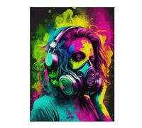 52x38cm/1000pcs Puzzles pour Adultes Neon Gas Mask Fashion Artwork Puzzles pour Adolescents Jeux Relaxants Décoration Murale Cadeaux Uniques pour Anniversaire Et Noël 52x38cm/1000pcs