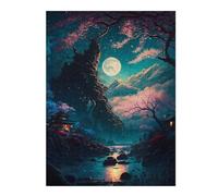 52x38cm/1000pcs Puzzles pour Adultes Night Moonlit Sakura Valley Puzzle pour Adultes - Jeu Manuel - Idée De Jeu Éducatif pour Se Divertir À La Maison 52x38cm/1000pcs