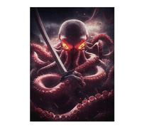 52x38cm/1000pcs Puzzles pour Adultes Octopus Samurai Animal Puzzles pour Adultes, Jouet, Décoration Murale, Interaction Parent-Enfant 52x38cm/1000pcs