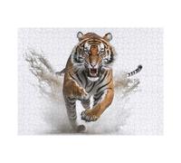 52x38cm/1000pcs Puzzles pour Adultes Powerful Tiger in Action Puzzles pour Adolescents Jeu Manuel Améliore La Mémoire Cadeaux Uniques pour Anniversaire Et Noël 52x38cm/1000pcs
