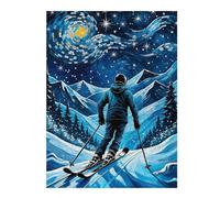 52x38cm/1000pcs Puzzles pour Adultes Ski Starry Night Puzzles pour Adolescents Jouets À Faire Soi-même Découpe De Précision Interaction Parent-Enfant 52x38cm/1000pcs