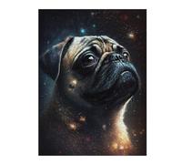 52x38cm/1000pcs Puzzles pour Adultes Space Pug Celestial Companion Jeu De Réflexion Puzzle, Passe-Temps Idéal pour Les Vacances À La Maison, Cadeaux d'anniversaire Et De Noël Uniques 52x38cm/1000pcs