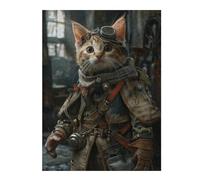 52x38cm/1000pcs Puzzles pour Adultes Steampunk Cat Explorer Gear Puzzles pour Adolescents Jeux Relaxants Décoration Murale Cadeaux Uniques pour Anniversaire Et Noël 52x38cm/1000pcs