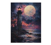 52x38cm/1000pcs Puzzles pour Adultes Sunset Ocean Lighthouse Puzzles pour Adolescents Jeu Familial Course De Vitesse Manuelle Cadeaux Uniques pour Anniversaire Et Noël 52x38cm/1000pcs