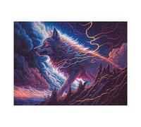 52x38cm/1000pcs Puzzles pour Adultes Thundering Wolf Nature's Fury Puzzles pour Adolescents Jeux Relaxants Décoration Murale Cadeaux Uniques pour Anniversaire Et Noël 52x38cm/1000pcs