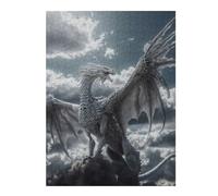 52x38cm/1000pcs Puzzles pour Adultes White Heaven Dragon Puzzle pour Adultes Jeu Manuel Une Œuvre d'art Cadeaux Uniques pour Anniversaire Et Noël 52x38cm/1000pcs