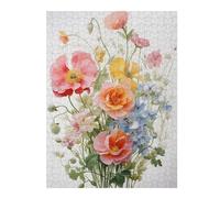 52x38cm/1000pcs Puzzles pour Adultes Wild Flower Pink Blue Red Jeux De Puzzle Relaxants Analyse Et Logique Cadeaux Uniques pour Un Anniversaire Et Noël 52x38cm/1000pcs