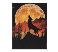 52x38cm/1000pcs Puzzles pour Adultes Wolf Howling at The Moon Puzzles pour Adolescents Jouets À Faire Soi-même Découpe De Précision Interaction Parent-Enfant 52x38cm/1000pcs