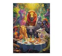 52x38cm/1000pcs Puzzles pour Adultes Zoo Animals' Dinner Party Puzzle - Jeu Manuel - Décoration Murale - Cadeaux Uniques pour Anniversaire Et Noël 52x38cm/1000pcs