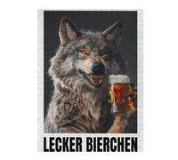 52x38cm/1000pcs Puzzles Wolf Bier Geschenk Puzzles pour Adultes Jeux De Détente Décoration Parfaite Cadeaux Uniques d'anniversaire Et De Noël 52x38cm/1000pcs