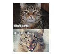 52x38cm/1000pcsPuzzles pour Adolescents Coffee Cat Meme Funny Puzzle pour Adultes, Jeu De Réflexion, Cadeau pour Femmes, Défi Éducatif 52x38cm/1000pcs
