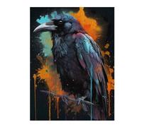 52x38cm/1000pcsPuzzles pour Adolescents Colorful Raven with Drips Puzzle pour Adultes - Jeu Manuel - Décoration Parfaite - Difficile Et Stimulant 52x38cm/1000pcs