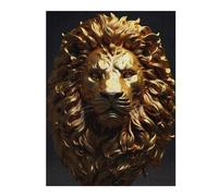 52x38cm/1000pcsPuzzles pour Adolescents Gold Lion Head Puzzles pour Adultes - Jeu De Réflexion - Décoration Intérieure - Difficile Et Stimulant 52x38cm/1000pcs