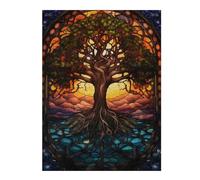 52x38cm/1000pcsPuzzles pour Adolescents Yggdrasil Stained Glass Puzzle pour Adultes - Jeu De Réflexion - Anti-Stress - Stimule Le Cerveau