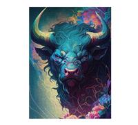 52x38cm/1000pcsPuzzles The Blue Angry Bull Puzzles pour Adultes Jeux De Détente Décoration Parfaite Cadeaux Uniques d'anniversaire Et De Noël 52x38cm/1000pcs
