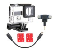 (#53) 2 in 1 Waterproof Protective Housing Case Diving Box + External Mini Stereo MIC Microphone for GoPro HERO 4 / 3+ / 3,