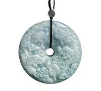 53 mm Jade Naturel Chinois Zodiac Dragon Peace Backle Ice Jade Pendant