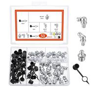 53 Pcs Assortiment de Graisseur a Visser, M8 Raccords de Graisse, Filetés de Graissage Conique, Graisseurs Droit et Angle 45° 90° 180° pour Graisseur Hydraulique, Avec 30 Capuchons pour Graisseurs