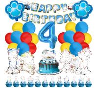 53 Pièces Anniversaire Paw Dog 4 Ans, Décoration Anniversaire Paw Dog, Decoration Gateau, Décoration Ballon, Happy Birthday Bannière, Fête pour Enfants, Thanksgiving, Baby Shower