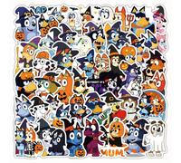 53 pièces Autocollants de graffitis d'animation Bluey mignons et drôles de chien de dessin animé pour voiture, vélo, voyage, bagage, téléphone, ordinateur portable. Décalcomanies imperméables cool pou