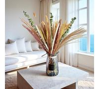 53 pièces Décoration en Pampas Séchées,Fleurs Séchées, Pampas Naturellement Séchées, Fleurs de Queue de Lapin séchées et Eucalyptus séché,Parfait pour Les Mariages, Les Decorations de fête Boho