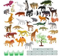 53 pièces Figurine Animaux Plastique,RéAlistes Figurine Mini Animaux De La Jungle,Figurines Animauxs Zoo