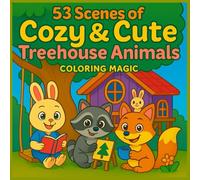 53 Scenes of Cozy & Cute Treehouse Animals: Stress Relief Coloring Book for Teens, Adults & Kids | Bold & Easy | kawaii | Cartoon | Whimsical | Relaxation