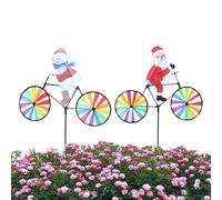 53 x 90 x 1 cm 2 pièces bonhomme de neige moulin à vent imperméable extérieur cour vent spinners grand bonhomme de neige Père Noël sur vélo Père Noël et bonhomme de neige moulin à vent pour