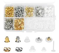 530 Pièces Fermoirs de Boucles d'Oreilles 10 Styles Poussette Boucle Oreilles en Métal Caoutchouc Plastique Sécurisé Fermoirs Bouchons à Tige Créoles Fermoirs Poussoirs Clips Bullet Papillon Forme