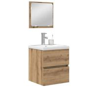 [53774]Ensemble de mobilier de salle de bain （2 pcs） - MEUBLECHIC - Meuble haut commode SDB - Bois d'ingénierie,Poids:23.7 Kg