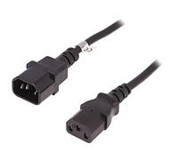 53897 Câble 3x0,75mm² IEC C13 femelle, IEC C14 mâle 1,8m 10A QOLTEC