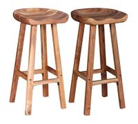(539187)Tabourets de bar industriel, 2 pièces, bois d'acacia massif - L38 x P37 x H76 cm