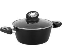 539350 Faitout Granity Ø 20 Cm H 8,5 Cm En Aluminium Forgé Revêtement Noir Anti-Adhérent Sans Pfoa - Intérieur Effet Pierre - Couvercle En Verre - Tous Feux Dont Induction