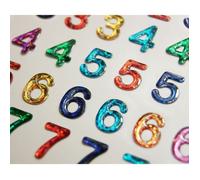 Global Gift 54 Autocollants réutilisables - Relief 3D - Chiffres Multicolore - Holographique