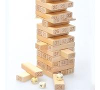 54 Blocs De Bois Avec Nombres De Bois À Bascule, Tour À Empiler, Amusant, Jeu De Pelouse En Plein Air, Jouet Éducatif