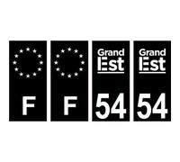 54 Meurthe et Moselle logo 2 noir autocollant plaque immatriculation auto ville sticker Lot de 4 Stickers - Angles : droits