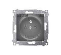 Simon 54 Prise pour version IP44 avec oreilles. (module) 16 A 250 V rabat transparent noir mat oreilles. Pour cadre S54 PREMIUM DGZ1BZ.01/49A