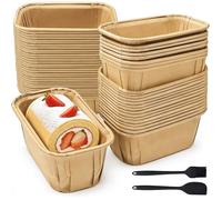 54 PCS Moule Mini Cakes Papier Moule a Cake Jetable Rectangulaire pour Air Fryer Petit Moules a Cake Papier S