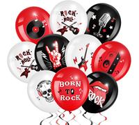 54 Pcs Rock And Roll Party Decoration 12 Inch Born To Rock Latex Balloons Music Theme Band Favors For Holiday 70S 80S 90S Band Bar Music Themed Birthday Party Supplies[H188]