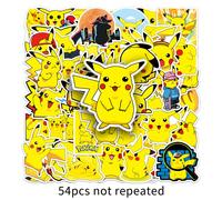 54 pièces Autocollants Pokémon - Idéal pour les ordinateurs portables, les bouteilles d'eau, les casques, etc. | Cadeau et récompense parfaits pour les fêtes Taille UniquePolychlorures de vinyle