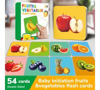 54 pièces Cartes éclairs éducatives pour enfants, cartes éclairs alphabet lettres ABC, illustrations d'alphabet, de fruits et légumes pour les premiers jouets éducatifs de bébé, jouets éducatifs pour 